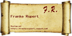 Franke Rupert névjegykártya